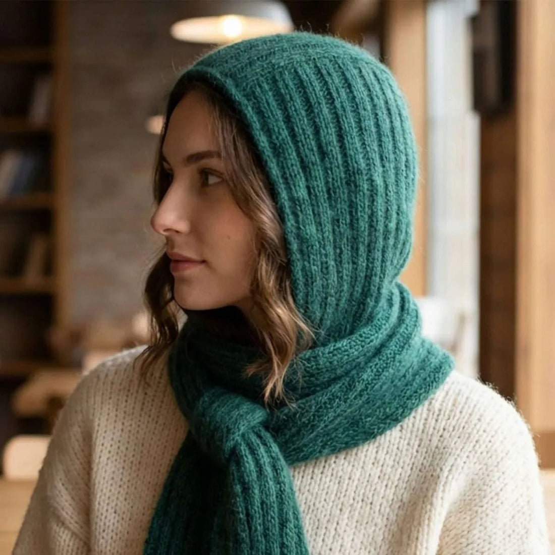 Balaclava Hood mit I-Cord-Rand stricken – kostenlose Anleitung – gestrickter Kapuzenschal
