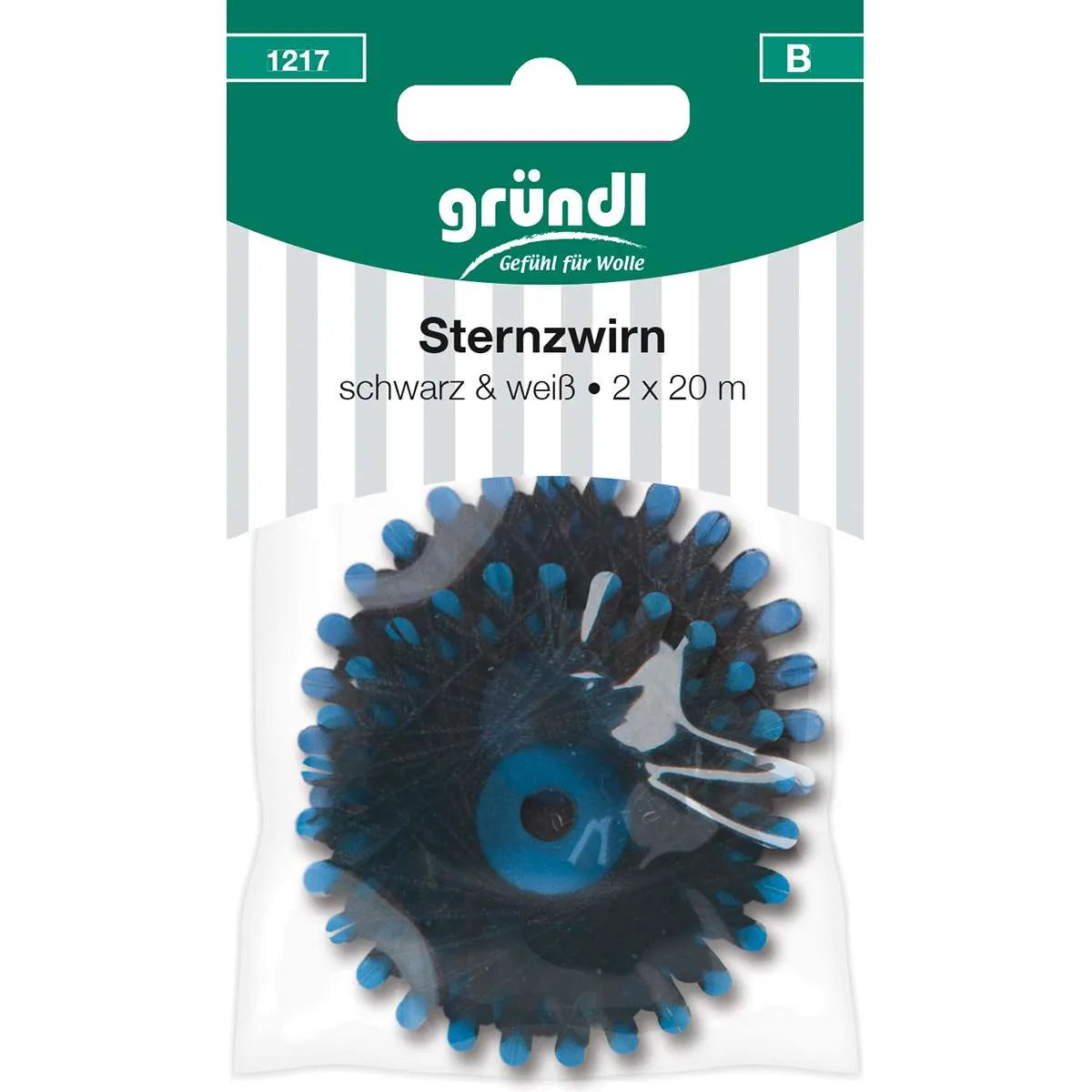 Gründl Sternzwirn, 2 x 20 m, schwarz & weiß