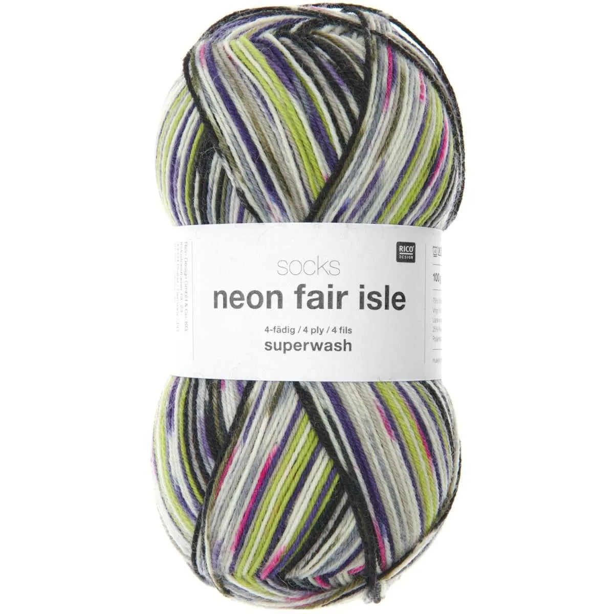 Rico Design Socks Neon Fair Isle 4-ply Sock Yarn