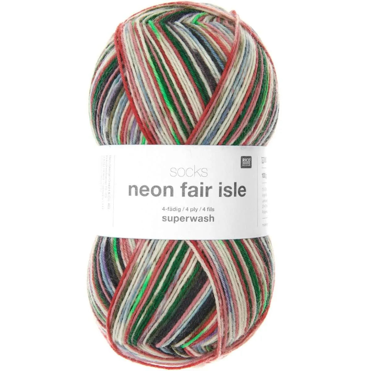 Rico Design Socks Neon Fair Isle 4-ply Sock Yarn