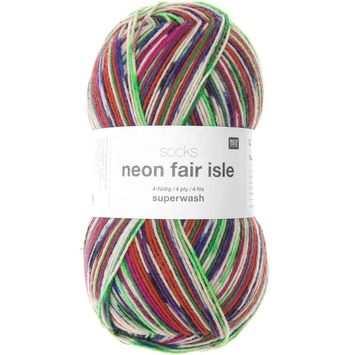 Rico Design Socks Neon Fair Isle 4-ply Sock Yarn