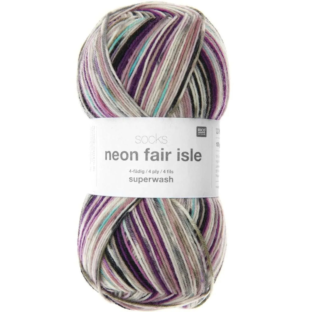 Rico Design Socks Neon Fair Isle 4-fädig Sockenwolle