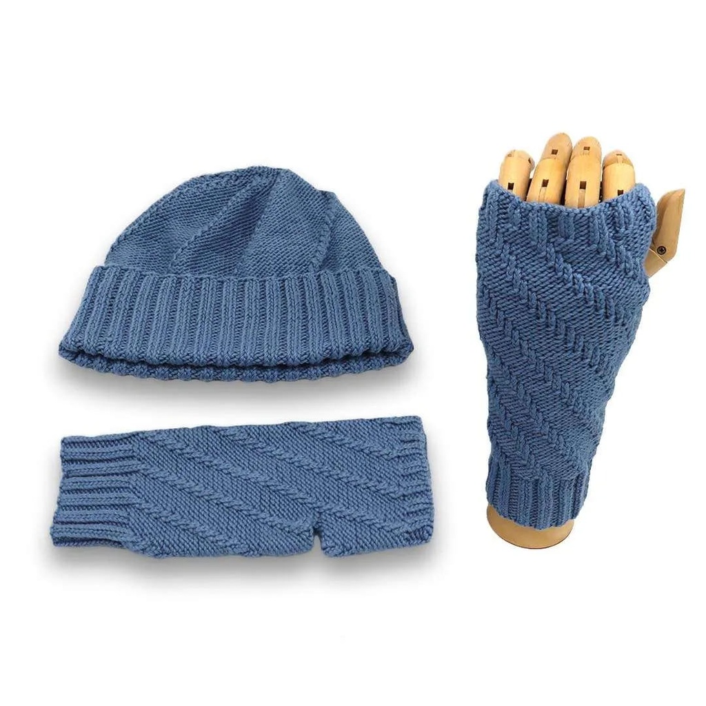 SparWolle Strickset Mütze & Handstulpen Wirbelwind – Uni