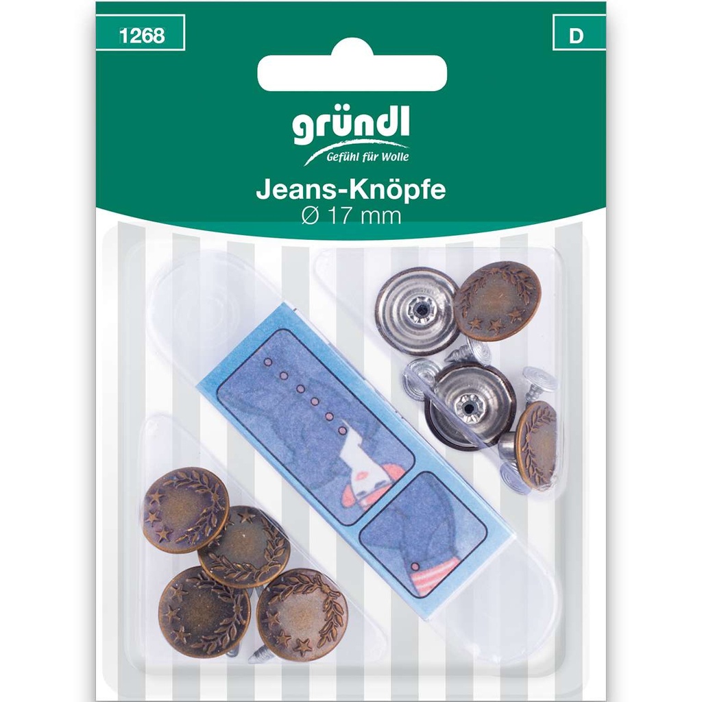 Gründl Jeans-Knöpfe, Ø 17 mm, 8 Stück