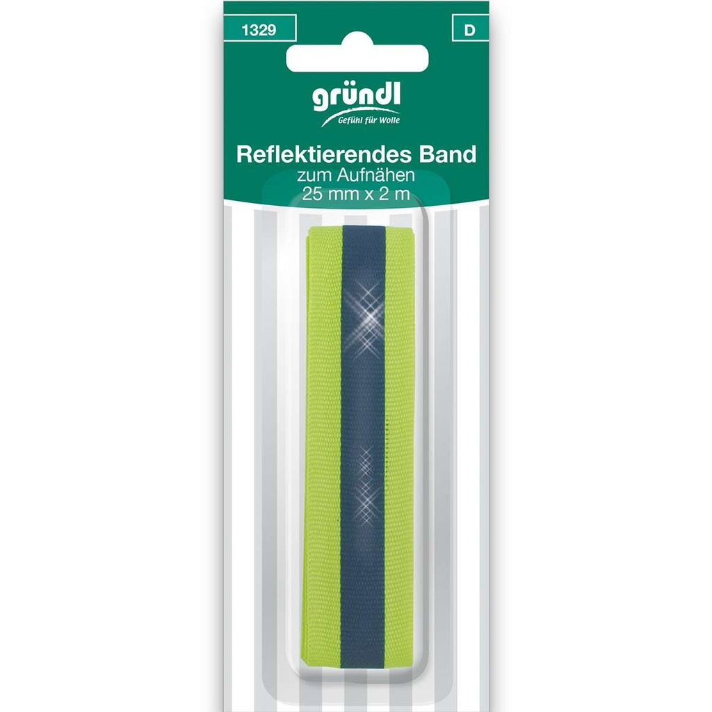 Gründl Reflektierendes Band zum Aufnähen, 25 mm x 2 m