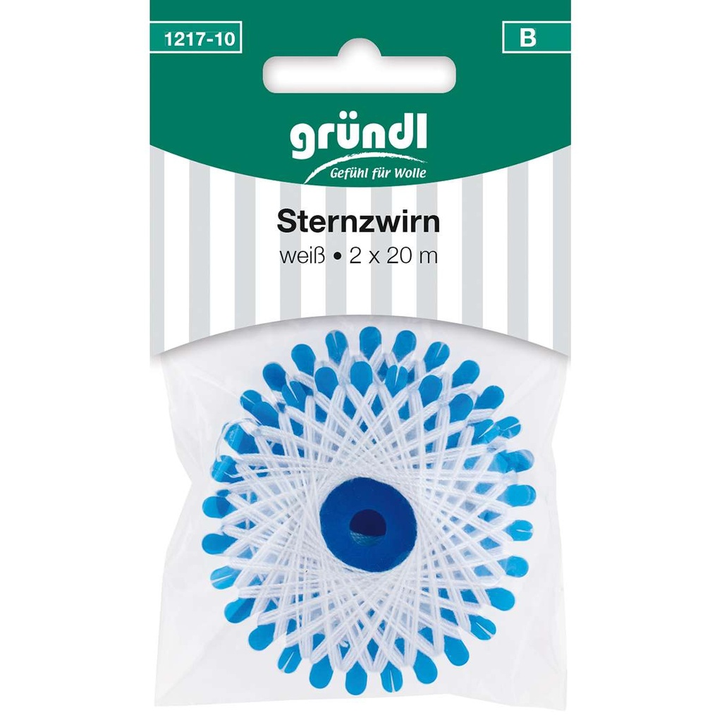 Gründl Sternzwirn, 2 x 20 m, schwarz &amp; weiß