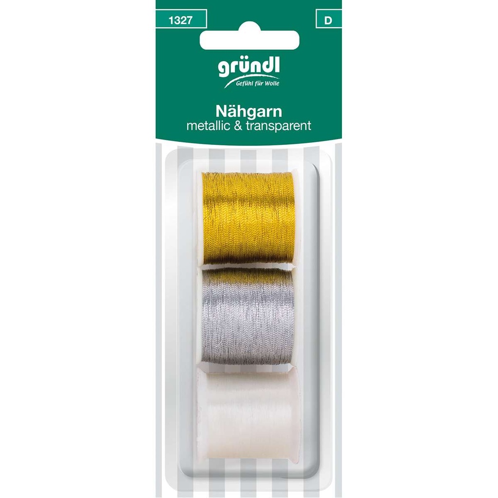 Gründl Nähgarn, metallic &amp; transparent, je 100 m