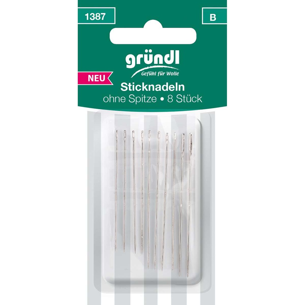 Gründl Sticknadeln ohne Spitze, 10 Nadeln, versch. Größen