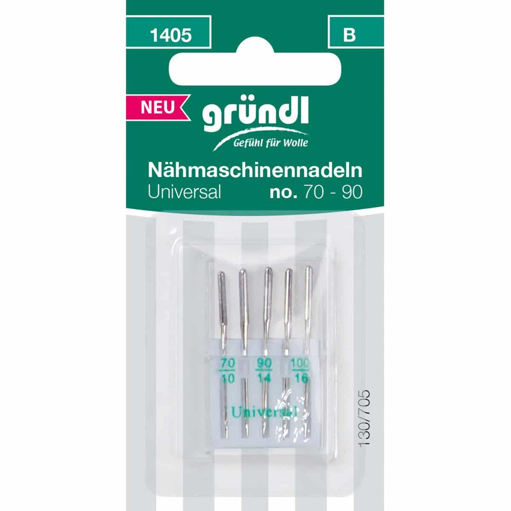Gründl Nähmaschinennadeln Universal, 5 Stk., No. 70 – 90