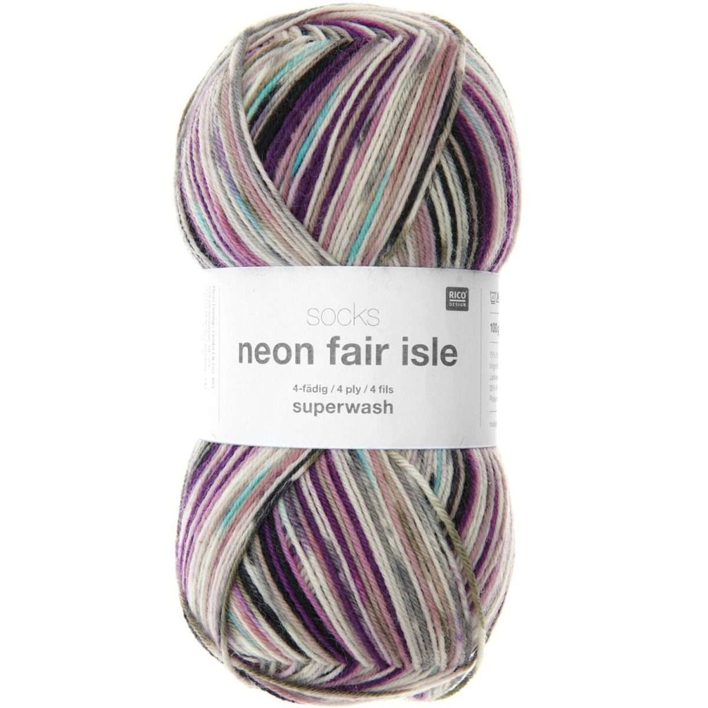 Rico Design Socks Neon Fair Isle 4-fädig Sockenwolle