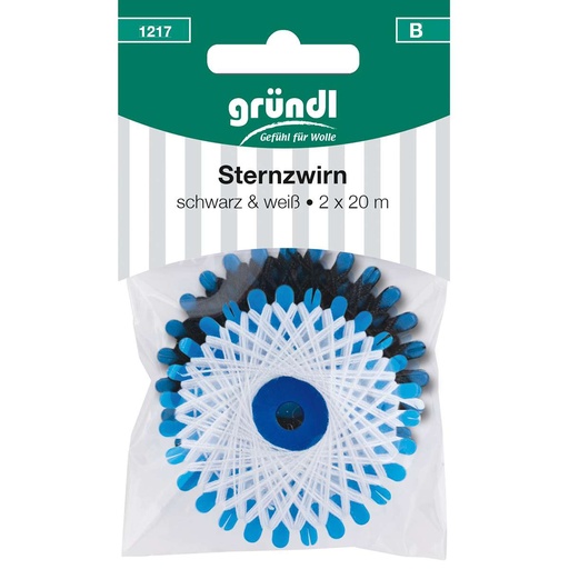 [1217] Gründl Sternzwirn, 2 x 20 m, schwarz &amp; weiß