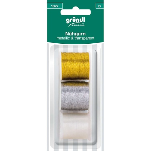 [1327] Gründl Nähgarn, metallic &amp; transparent, je 100 m