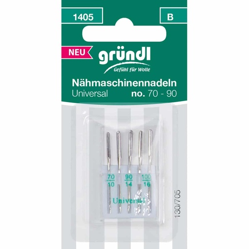 [1405] Gründl Nähmaschinennadeln Universal, 5 Stk., No. 70 – 90