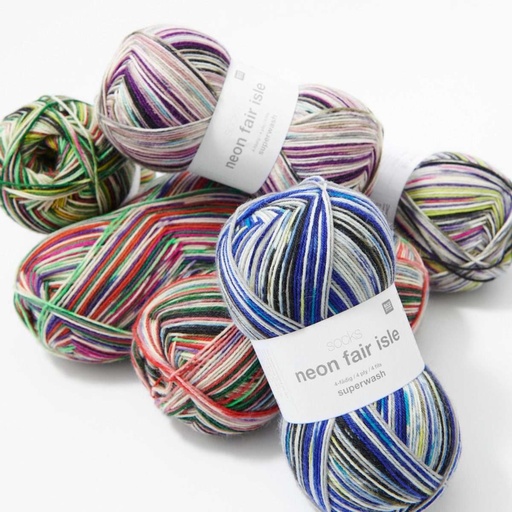 [383393-100] Rico Design Socks Neon Fair Isle 4-fädig Sockenwolle